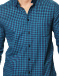 Camisas Para Hombre Bobois Moda Casuales De Manga Larga Con Estapado De Cuadros Regular Fit B35225 Verde
