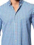Camisas Para Hombre Bobois Moda Casuales De Tela Mascota Dos Tonos De Manga Larga Cuello Button Down Regular fit B41205 Azul