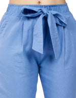 Pantalones Para Mujer Tipo Lino Con Cinta W51102 Azul