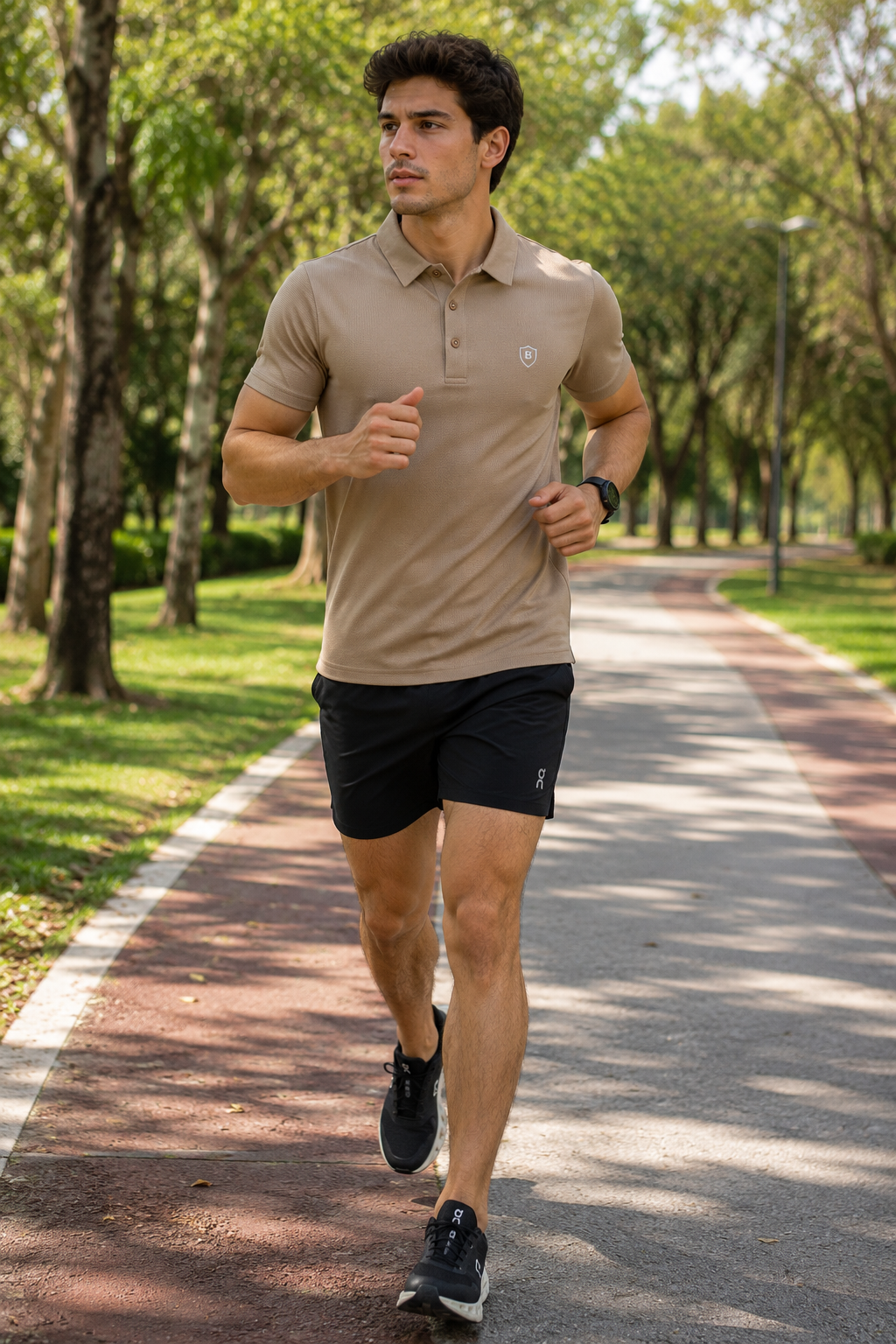 Playeras Polo Para Hombre Spandex Con Textura A55402 Camel