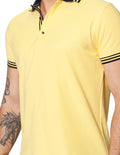 Playeras Polo Para Hombre Bobois Moda Casuales De Manga Corta Cuello Bicolor A41407 Amarillo