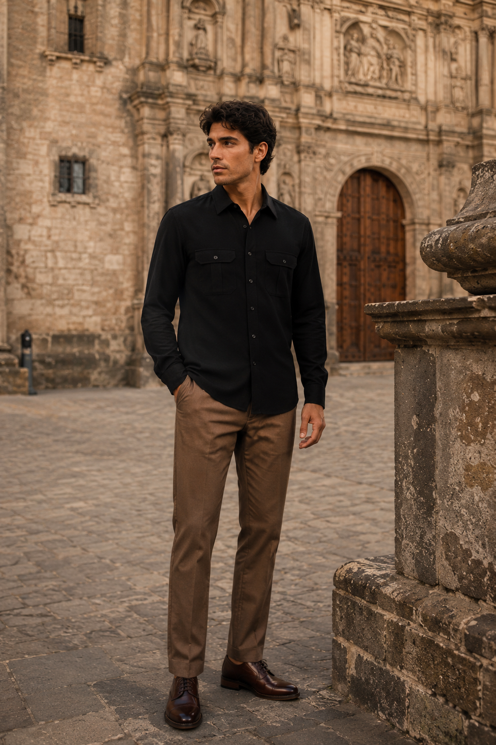 Camisas Para Hombre Super Stretch Non Iron B55410 Negro