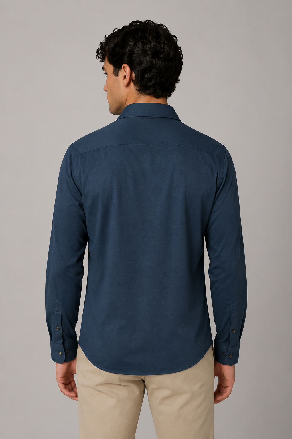 Camisas Para Hombre Super Stretch Jacquard Sin Arrugas B55404 Marino