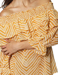 Blusas Para Mujer Bobois Moda Casuales Con Olanes Off Shoulders Comoda Estampada N33102 Hueso