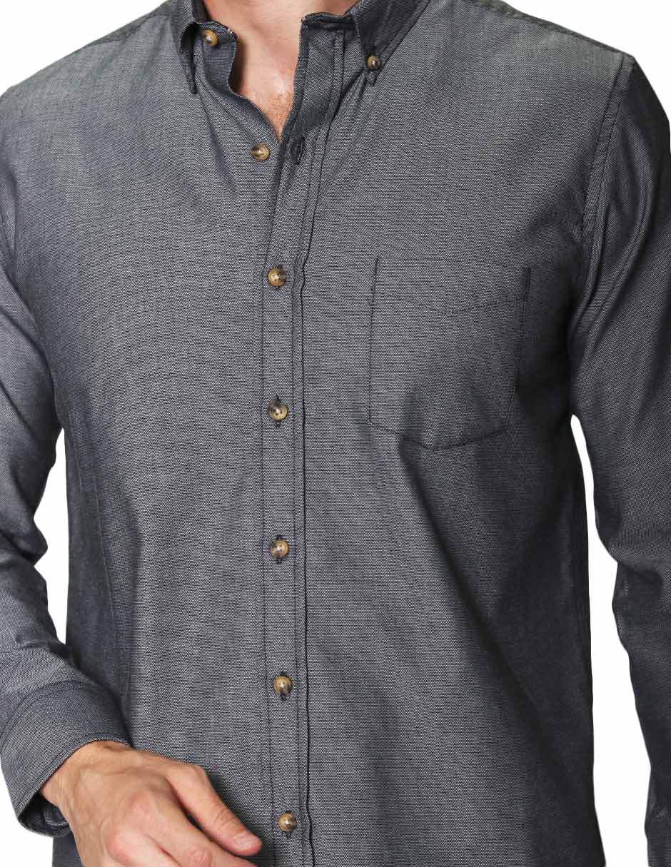 Camisas Para Hombre Manga Larga Lisa B45101 Oxford