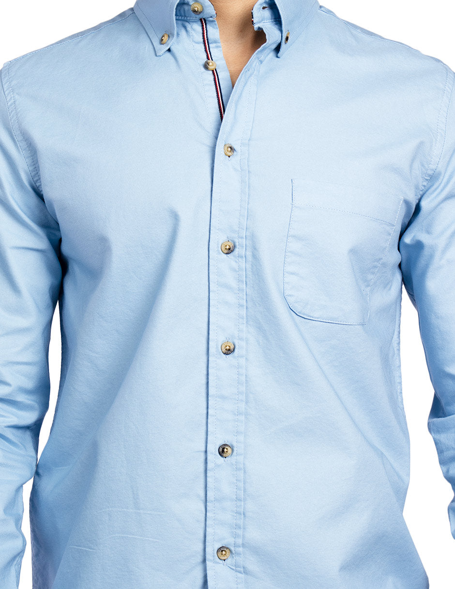 Camisas Para Hombre Regular Fit Oxford B51111 Cielo