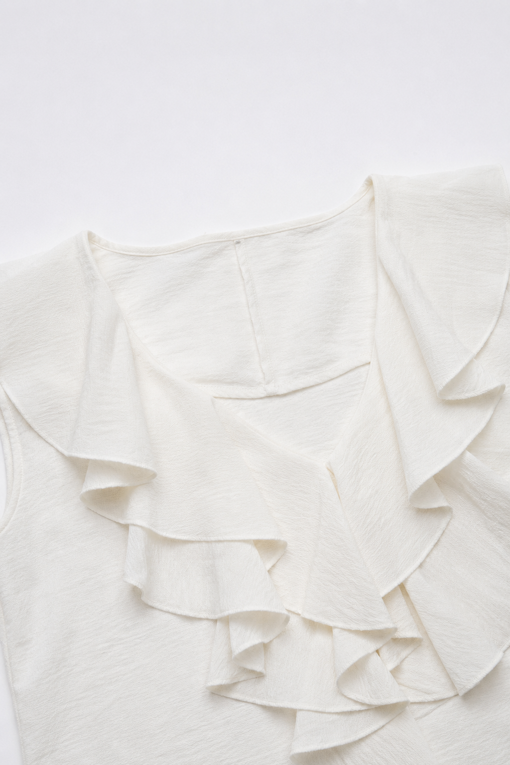 Blusas Para Mujer Con Escote V Con Olanes N61147 Blanco