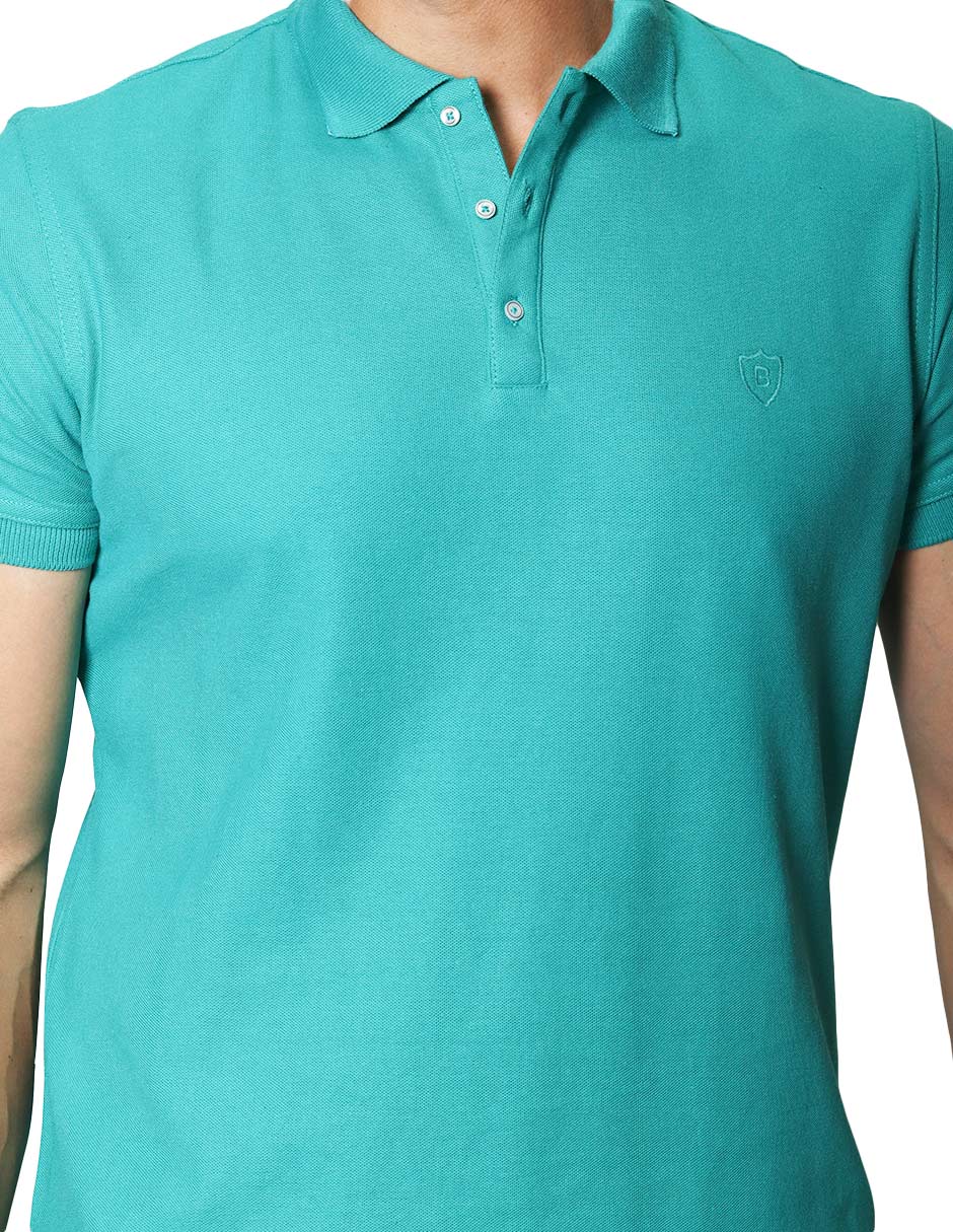 Playeras Polo Para Hombre De Manga Corta Lisa Basica Con Logo Bordado Slim Fit APOLOB Jade