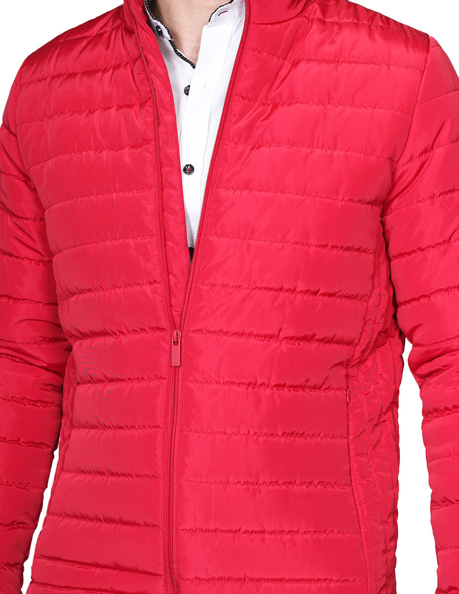 Chamarras Para Hombre Cuello Alto Con Relleno D15102 Rojo