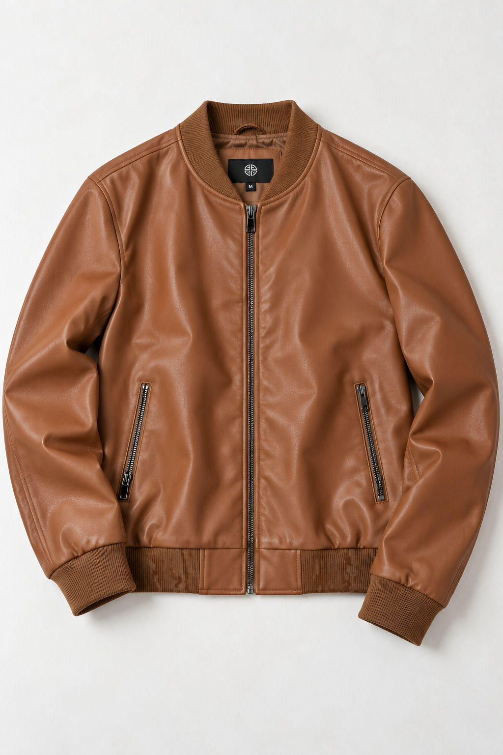 Chamarras Para Hombre Bomber Tipo Piel Cierre Frontal D45306 Camel