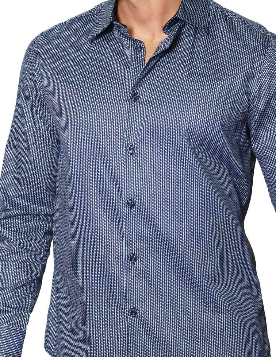 Camisas Para Hombre Bobois Moda Casuales De Manga Larga Con Estampado De Puntos Slim Fit B35304 3