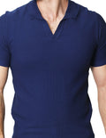 Playeras Polo Para Hombre Tejida Sin Botones A41457 Marino