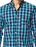 Camisas Para Hombre Manga Larga Cuadros B45204 Verde