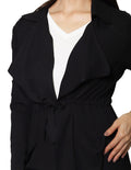 Abrigos Para Mujer Bobois Moda Casuales Delgado Con Cordon Semilargo T33100 Negro