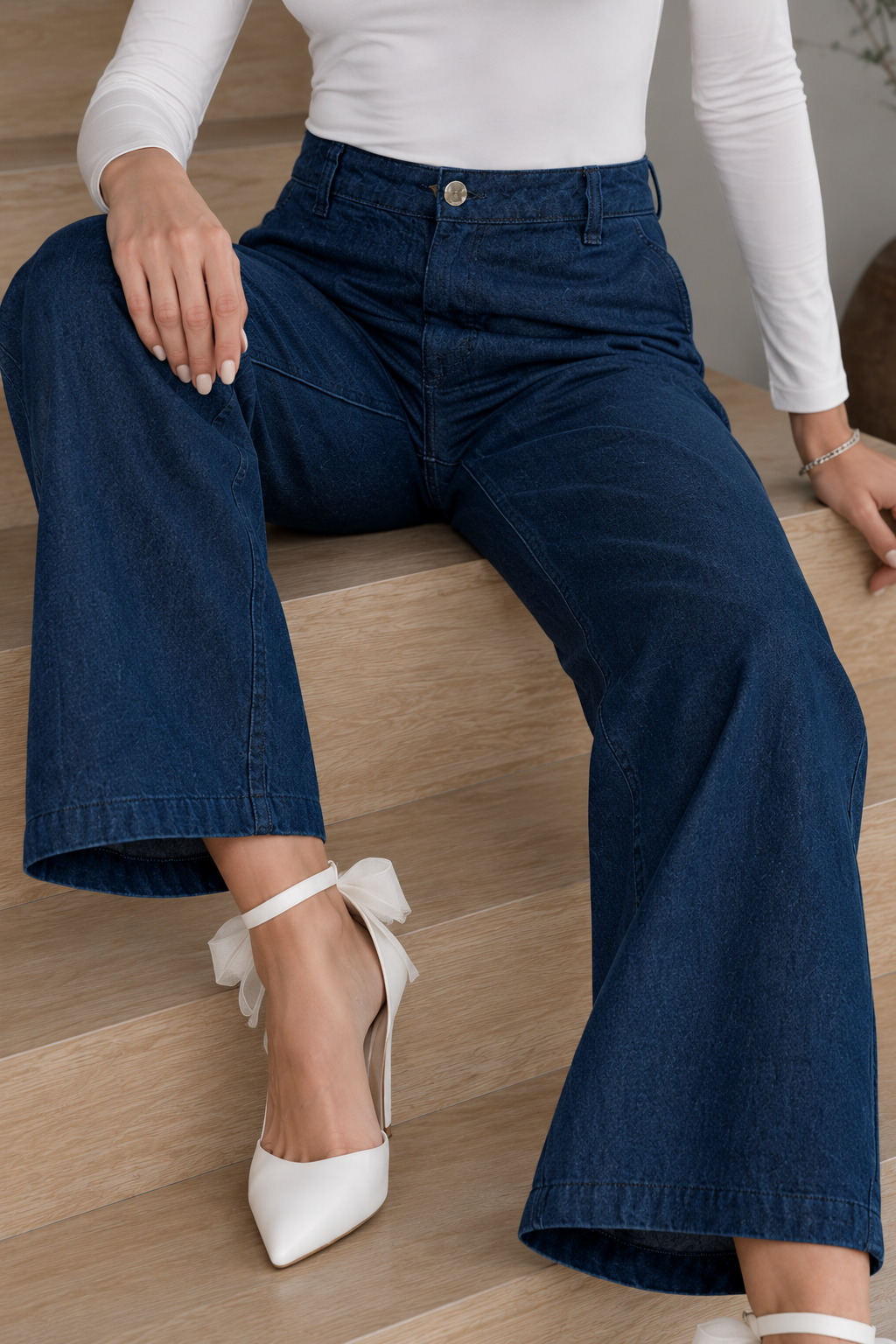 Jeans Para Mujer Mezclilla Delgada Corte Barril V63100 Unico