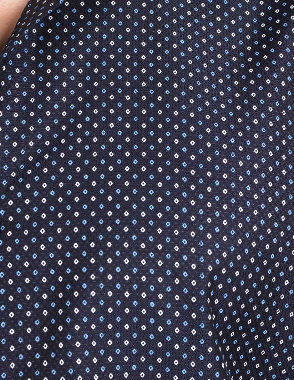 Camisas Para Hombre Slim Fit Microcuadros B51313 Marino