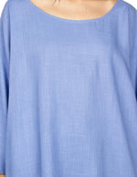 Blusas Para Mujer Bluson Manga 3/4 Tipo Lino N51147 Azul