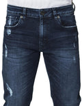 Jeans Para Hombre Mezclilla Rasgado Slim Fit J41107 Azul