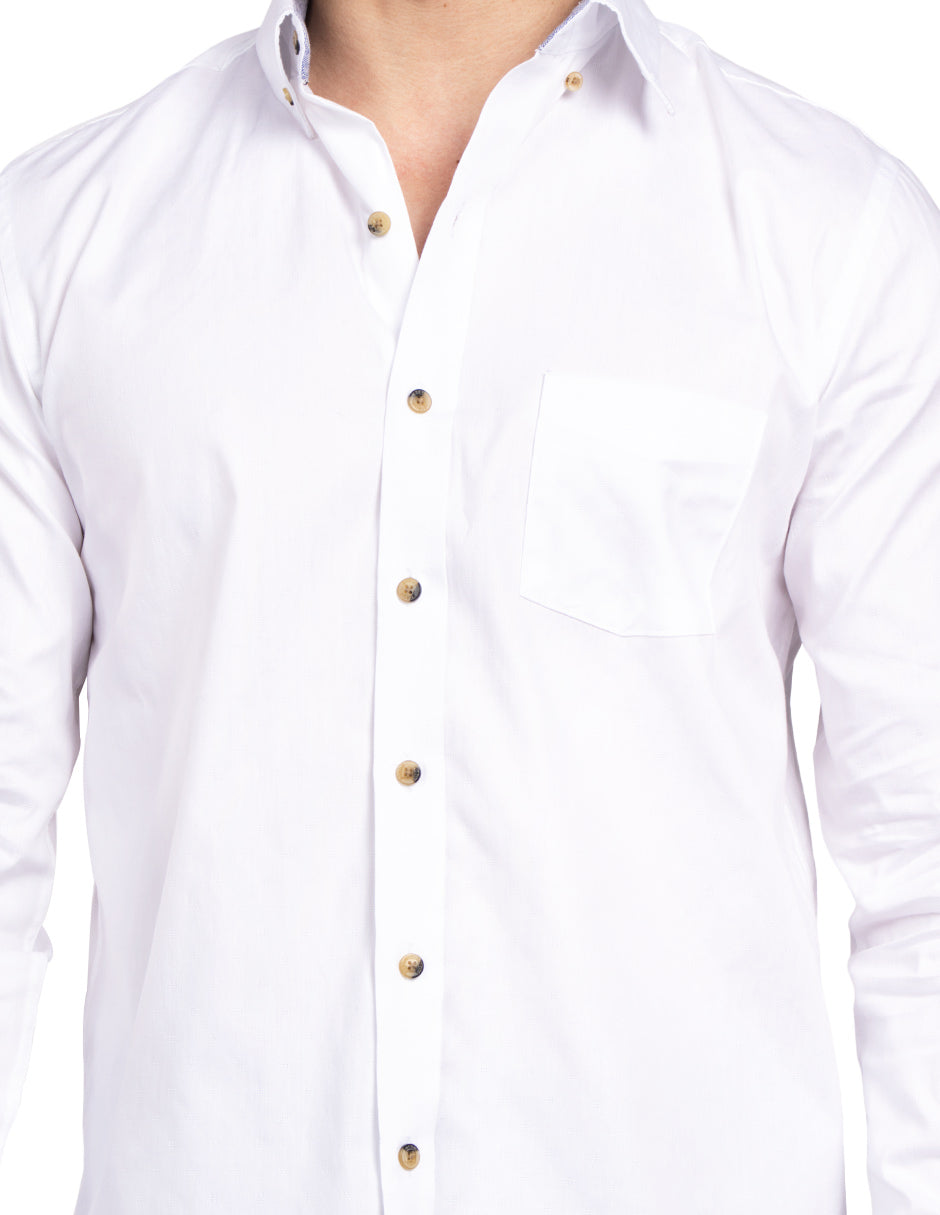 Camisas Para Hombre Regular Fit Dobby B51102 Blanco