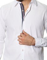 Camisas Para Hombre Manga Larga Micro Rayas B45308 Blanco
