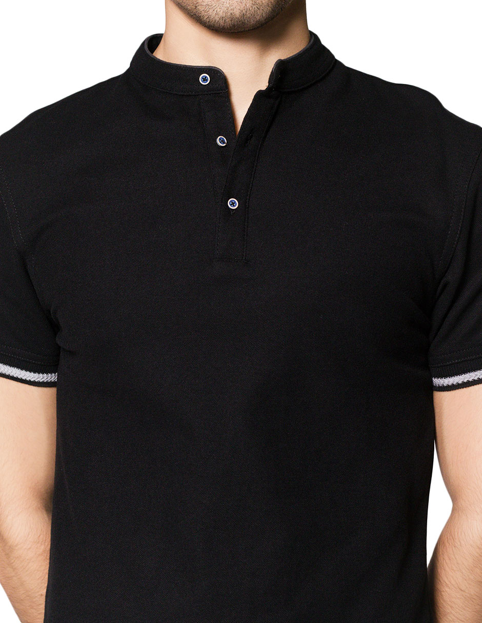 Playeras Polo Para Hombre Cuello Mao A45401 Negro