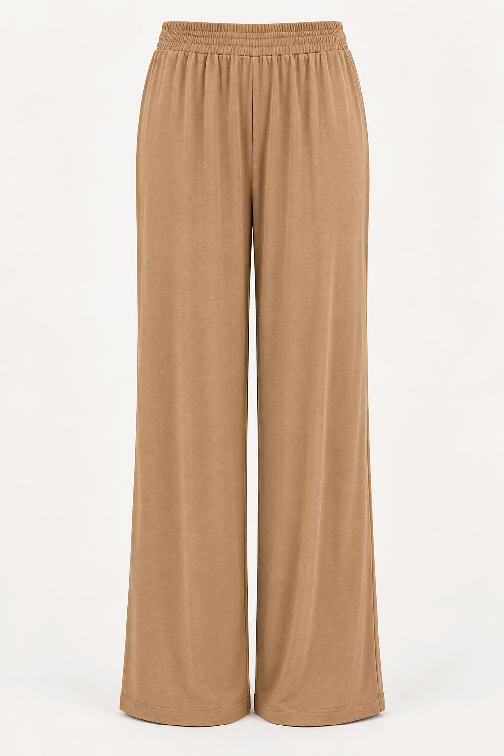 Pantalones Para Mujer De Pierna Ancha Con Cintura Elástica W63113 Beige