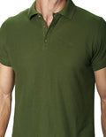 Playeras Polo Para Hombre Manga Corta Basica Bordado APOLOB Olivo