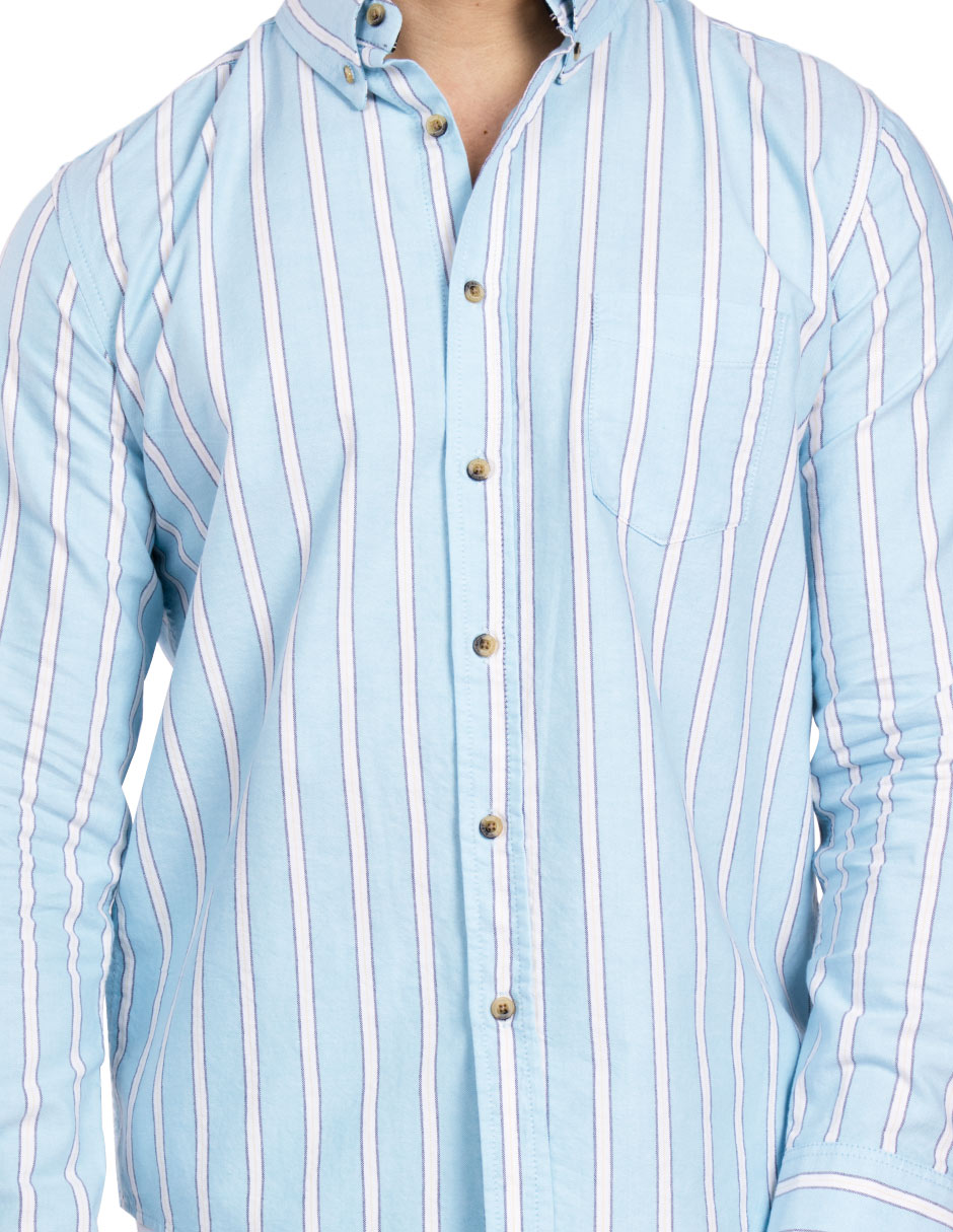 Camisas Para Hombre Regular Fit Oxford B51115 Aqua