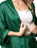 Kimonos Para Mujer Bobois Moda Casuales Con Textura Con Estampado De Zebra Sobrecamisa T33105 Verde