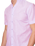 Camisas Para Hombre Bobois Moda Casuales Manga Corta Cuello Mao Tipo Lino Lisa Basica Slim Fit B31360 Lila