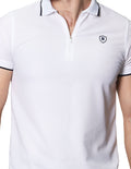 Playeras Polo Para Hombre De Manga Corta Con Detalle En Cuello Con Logo Bordado Y Cierre A41411 Blanco