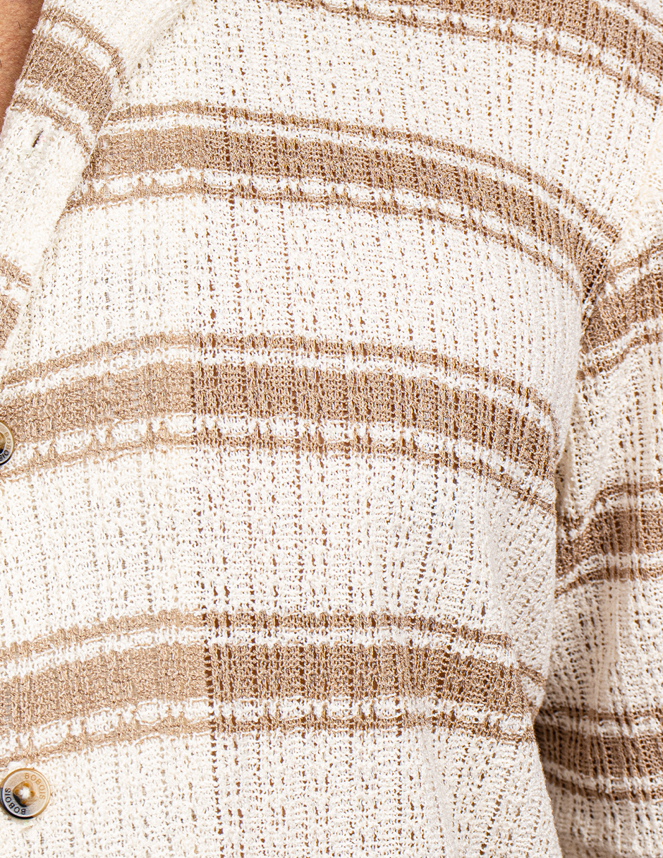 Camisas Para Hombre Crochet Vertical B51369 Arena
