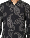 Camisas Para Hombre De Manga Larga Con Estampado Paisley Relaxed Fit B35523 Unico