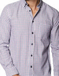 Camisas Para Hombre Bobois Moda Casuales De Manga Larga Con Estapado De Cuadros Regular Fit B35224 Vino