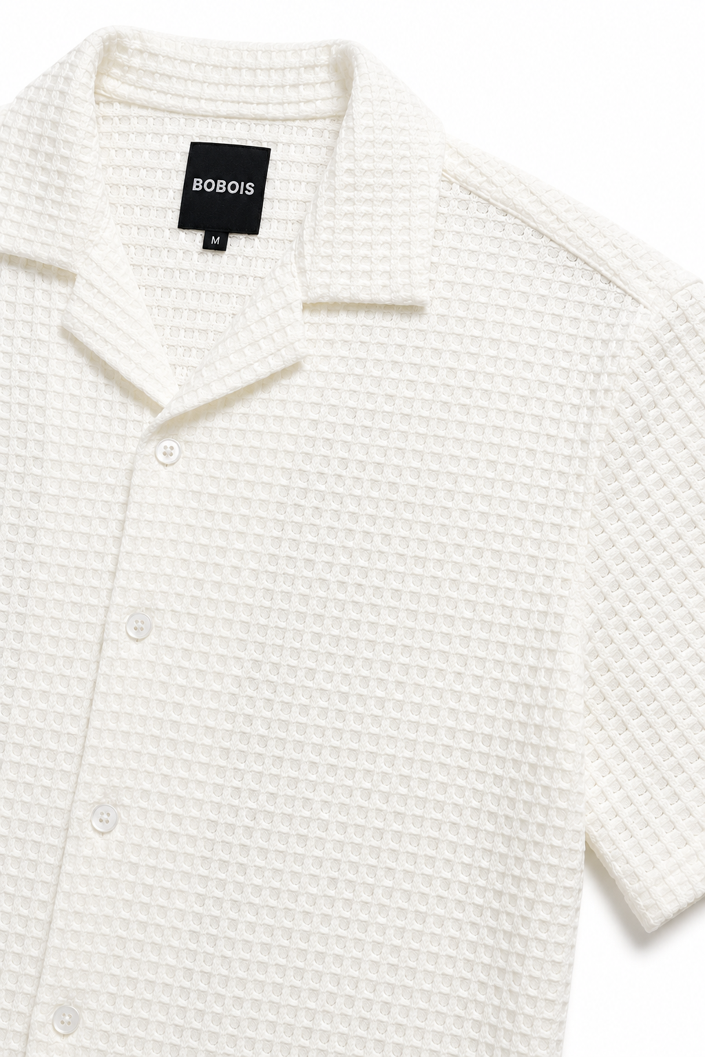Camisas Para Hombre Manga Corta Crochet Tejida B65454 Hueso