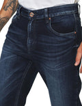 Jeans Para Hombre Mezclilla Oscuros Relaxed Fit J41144 Azul