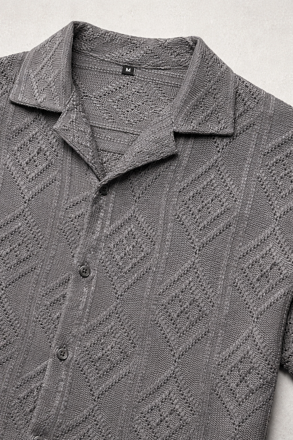 Camisas Para Hombre Tejida con Diseño de Rombos B65455 Gris