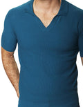 Playeras Polo Para Hombre Tejida Sin Botones A41457 Teal