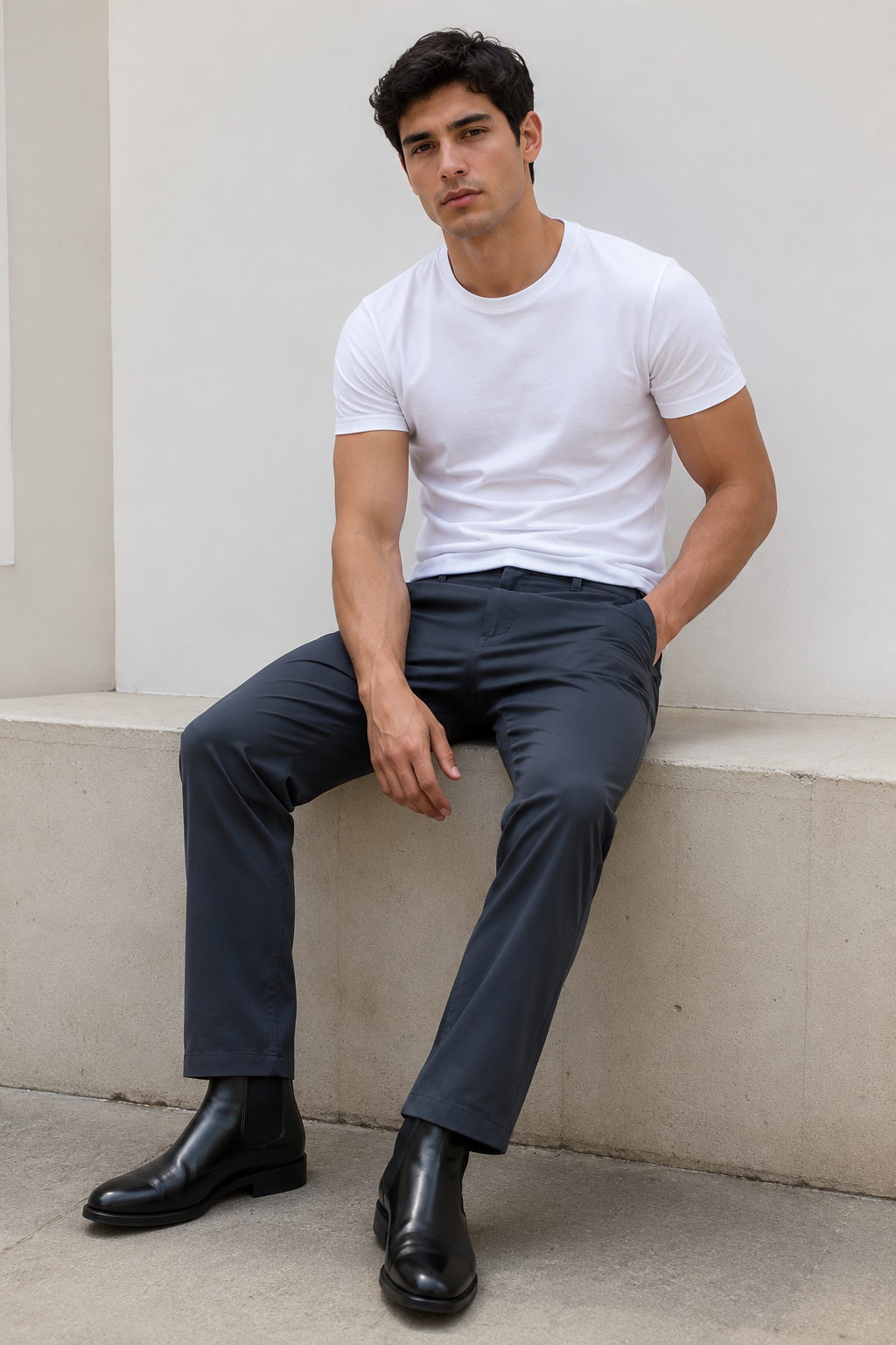 Pantalones Para Hombre Formal Casual Regular Fit GFIVE Marino