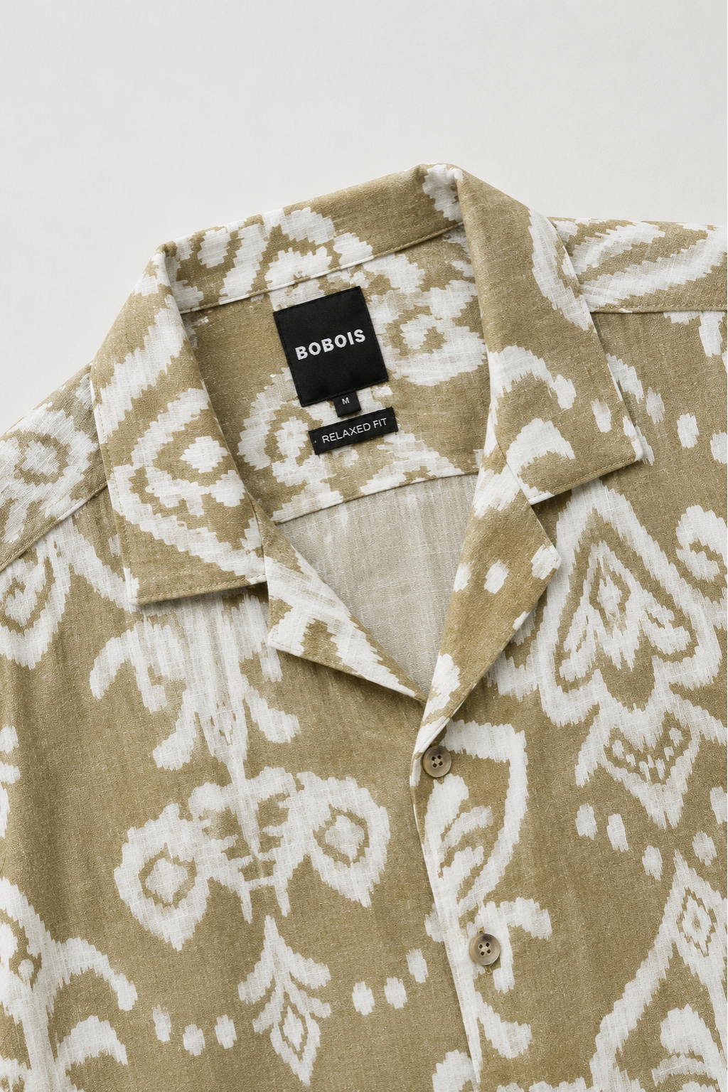 Camisas Para Hombre Manga Corta Estampada Para Playa B61554 Beige