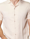 Camisas Para Hombre Bobois Moda Casuales Lisa De Manga Corta Relaxed Fit B41361 Hueso
