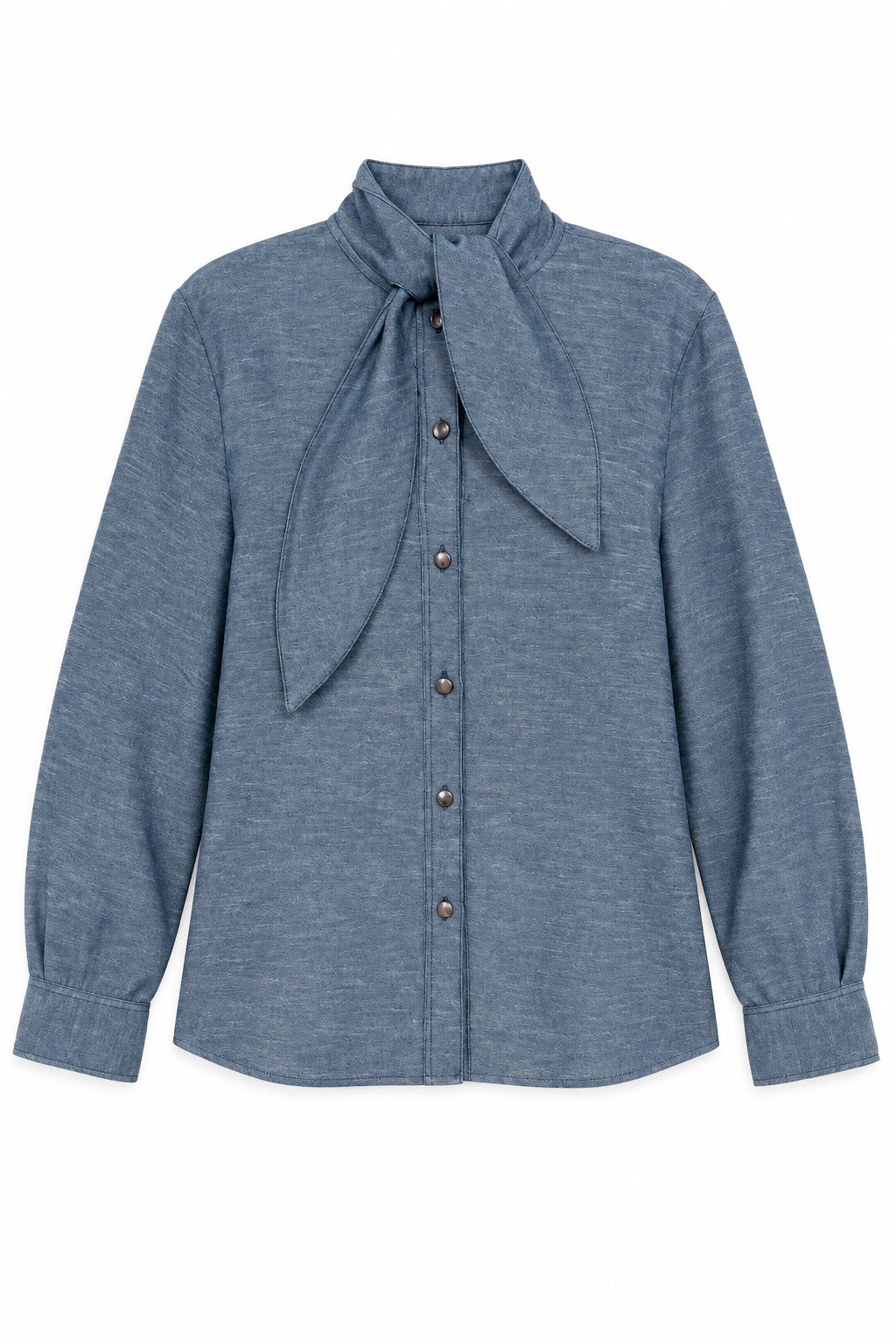 Blusas Para Mujer Tipo Camisera Con Lazo Corbata Al Cuello N63121 Denim