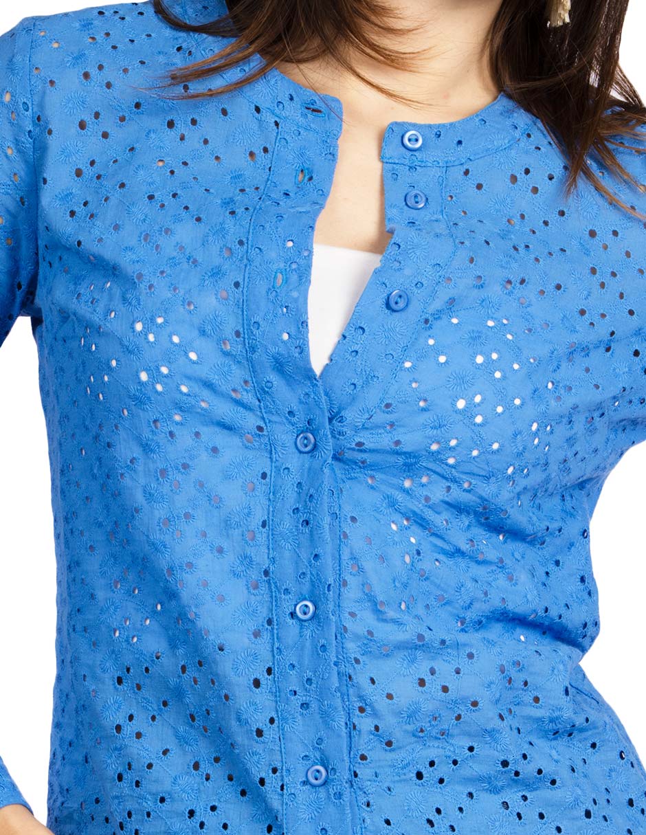 Blusas Para Mujer Manga Larga Cuello Redondo Bordada N31146 Rey