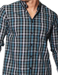 Camisas Para Hombre Bobois Moda Casuales De Manga Larga Con Estampado De Cuadros Regular Fit B35217 Pizarra