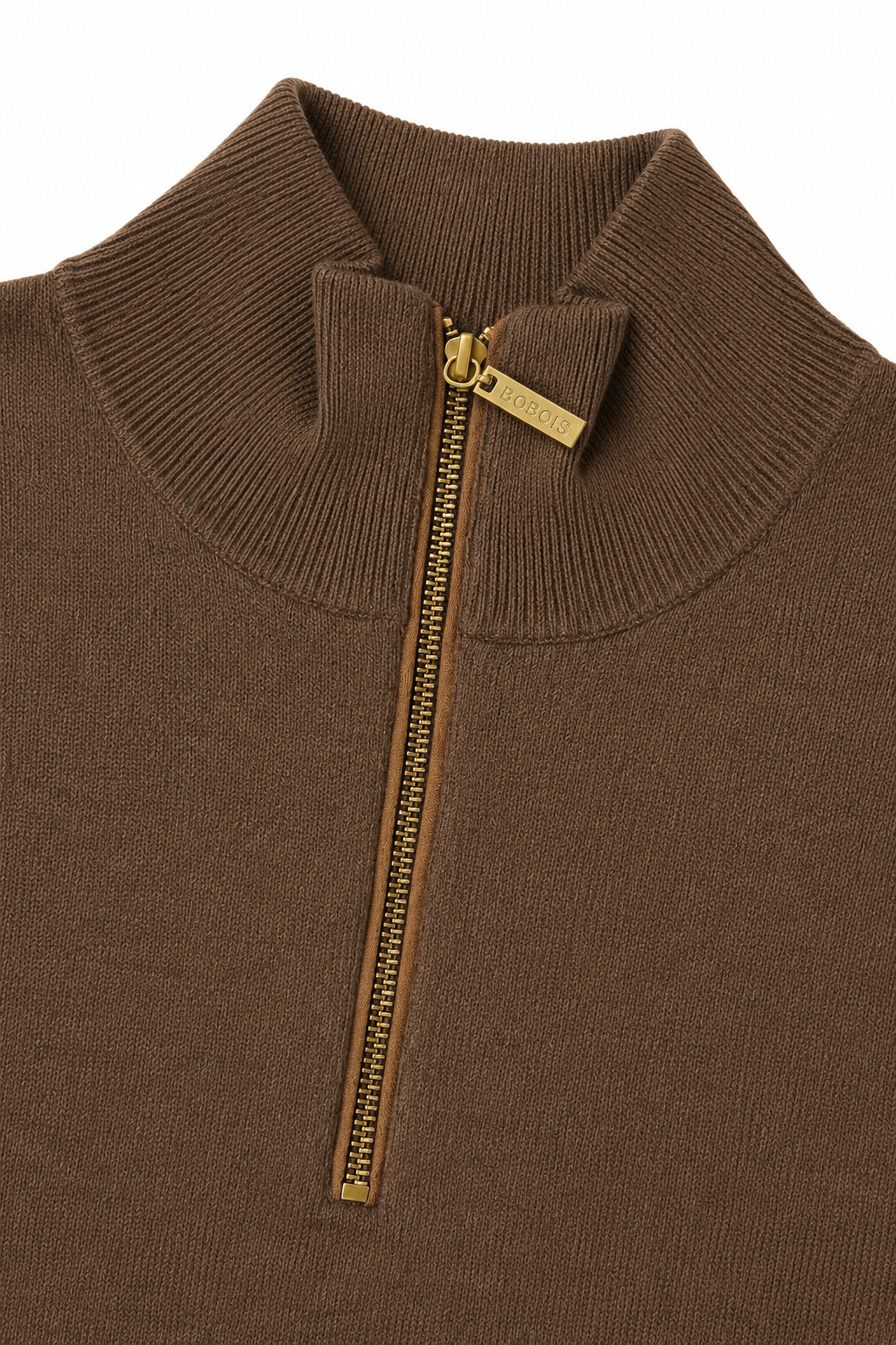 Suéteres Para Hombre Cuello Alto y Cremallera De Punto Fino E65302 Chocolate