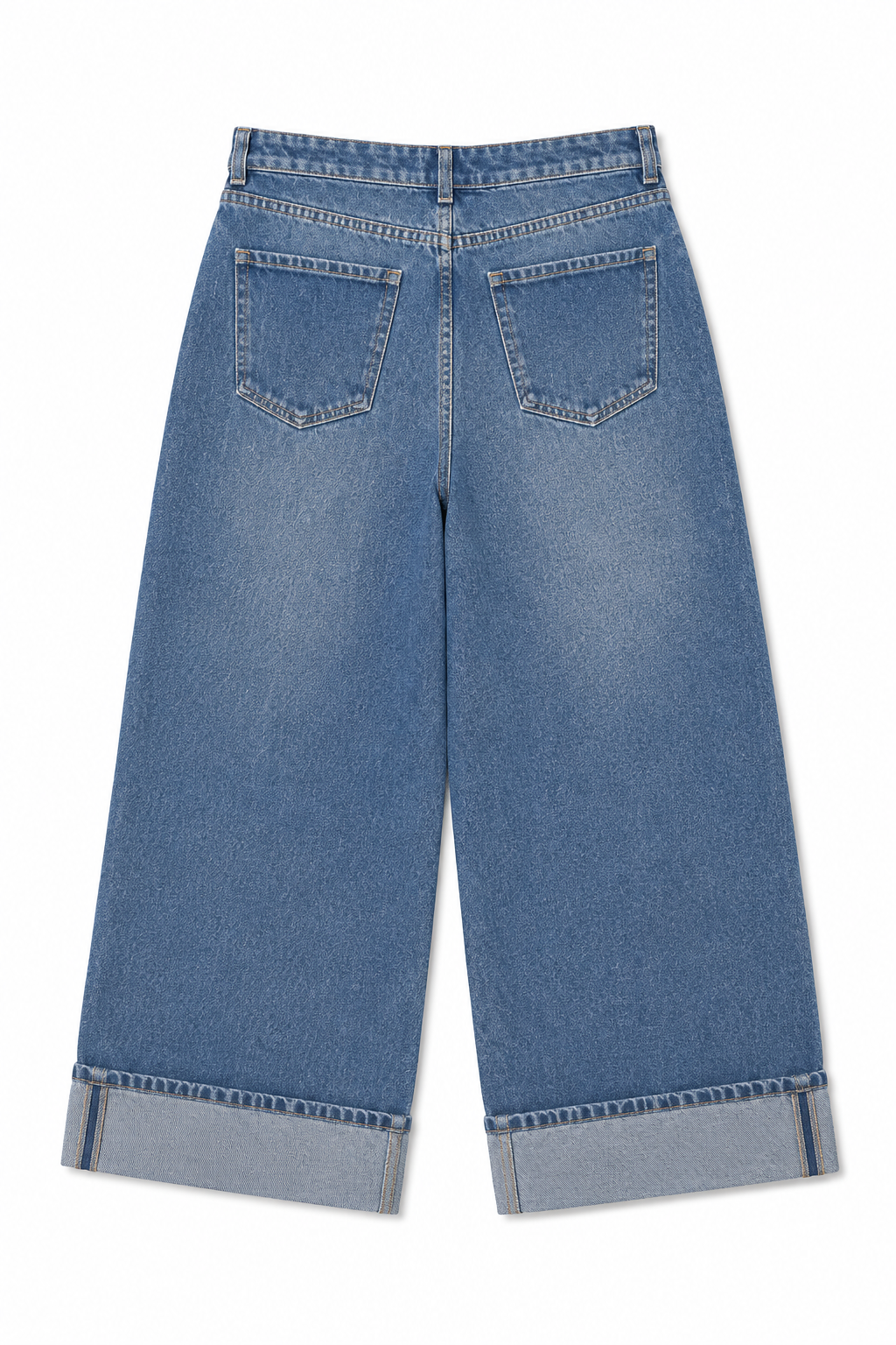 Jeans Para Mujer Amplio Wide Leg Con Dobladillo V61104 Stone