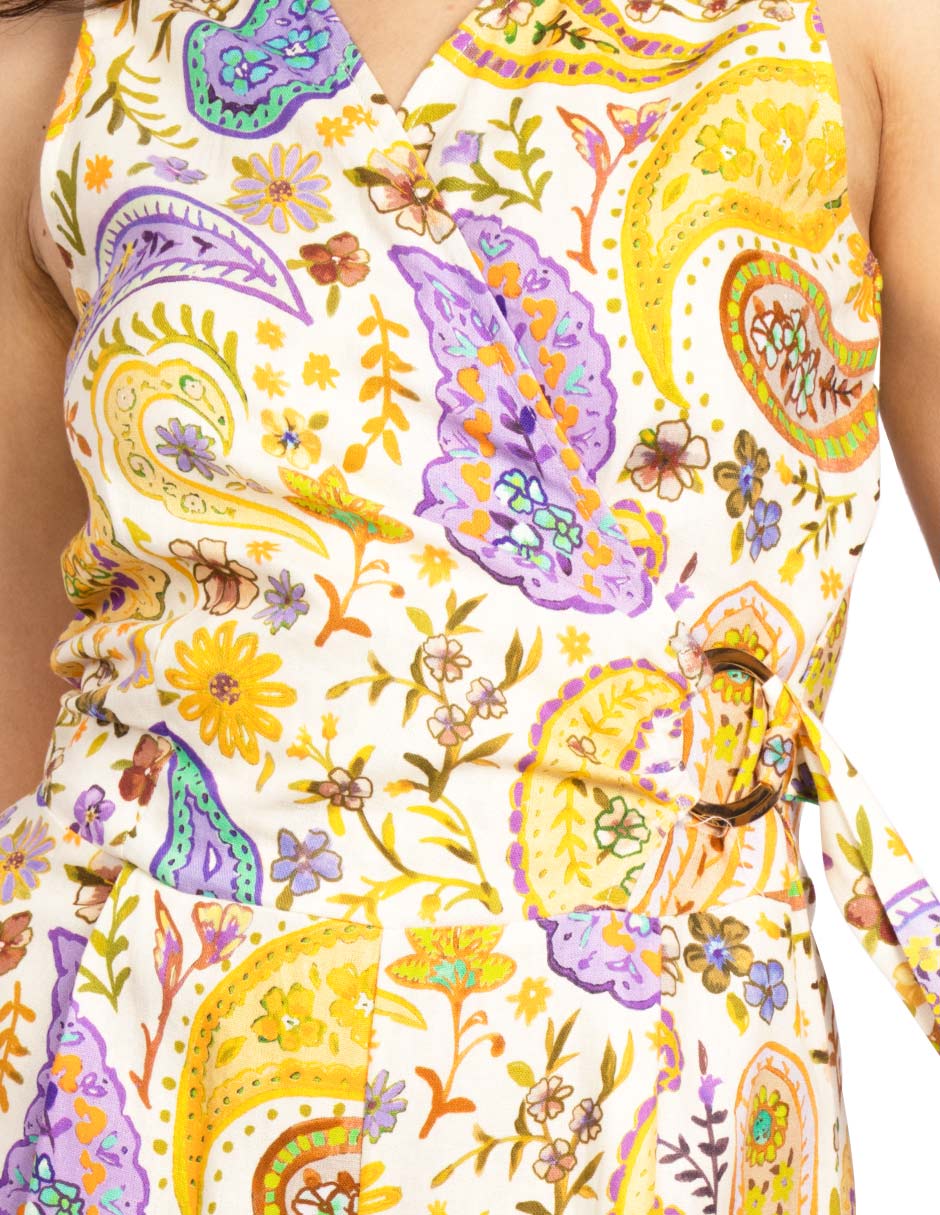 Jumpsuits Para Mujer Cruzado Con Hebilla W51133 Unico