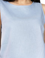 Blusas Para Mujer Tipo Lino Comoda Sin Mangas N51144 Azul