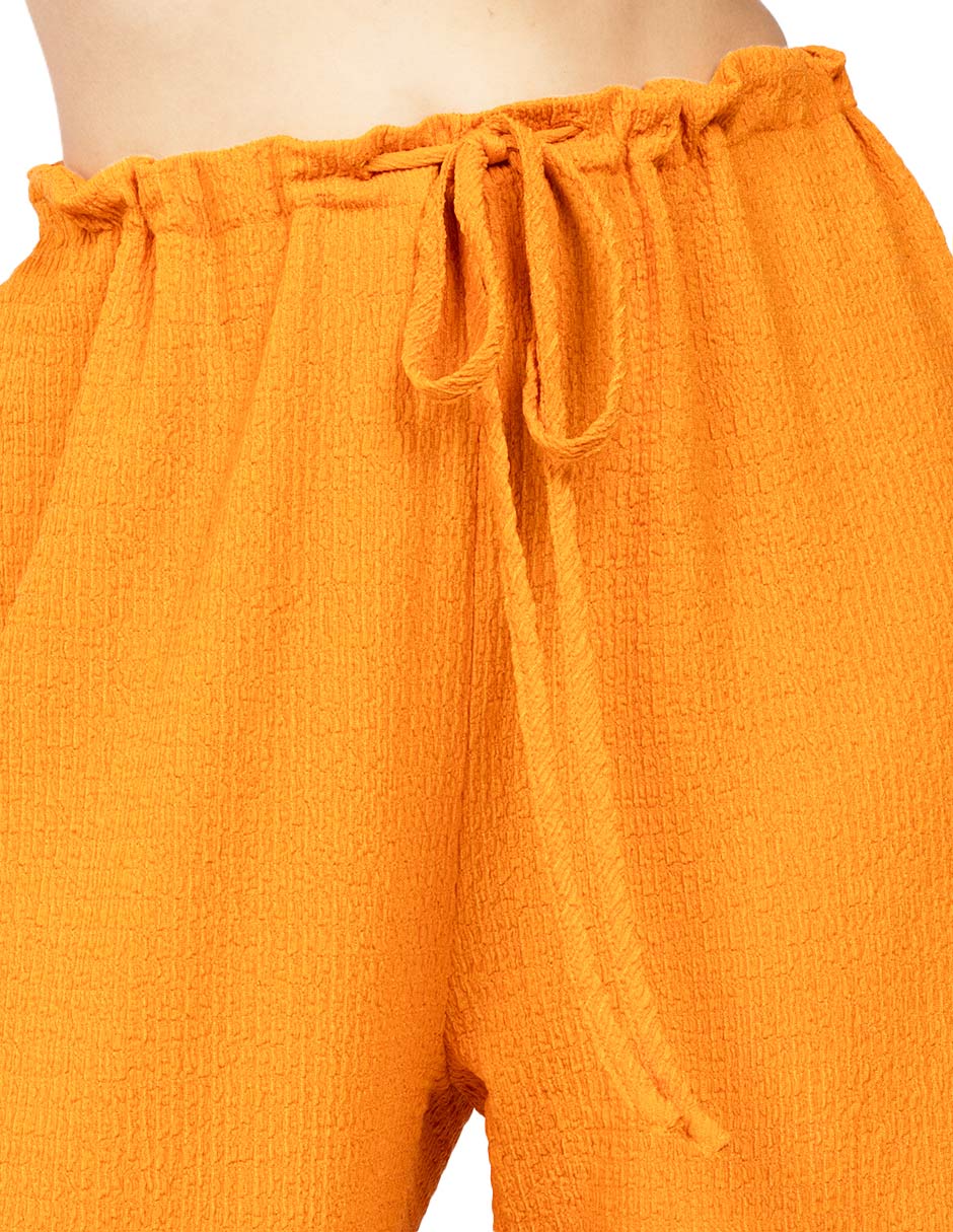 Pantalones Para Mujer Con Jareta Corrugado W51118 Naranja
