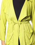 Abrigos Para Mujer Bobois Moda Casuales Delgado Con Cordon Semilargo T33100 Limon